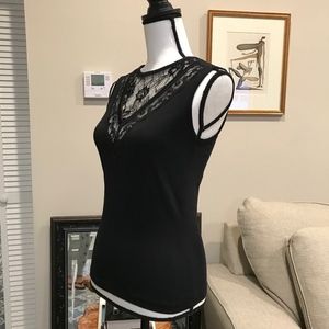 D&G Black Cotton/Lace Tank w/ DG Rhinestone